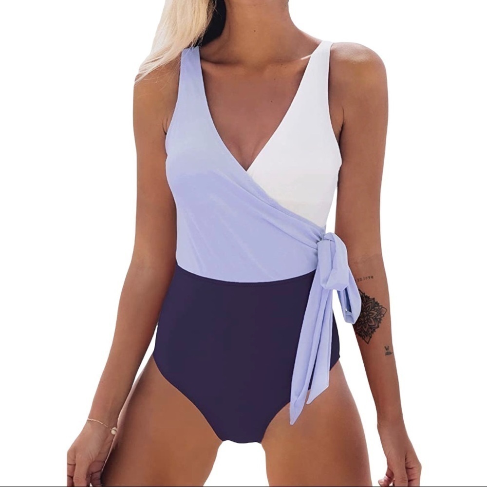 Cupshe NEW Swimsuit Wrap Colorblock Tie Side